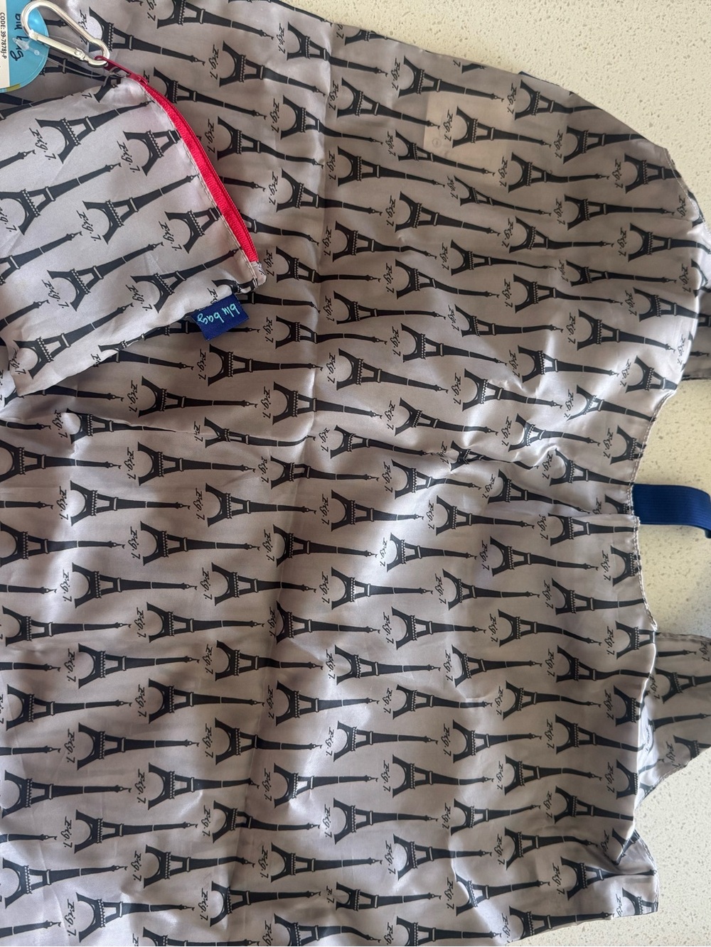 Eiffel Tower Print Tote with Zip Pouch - Large reusable waterproof NWT